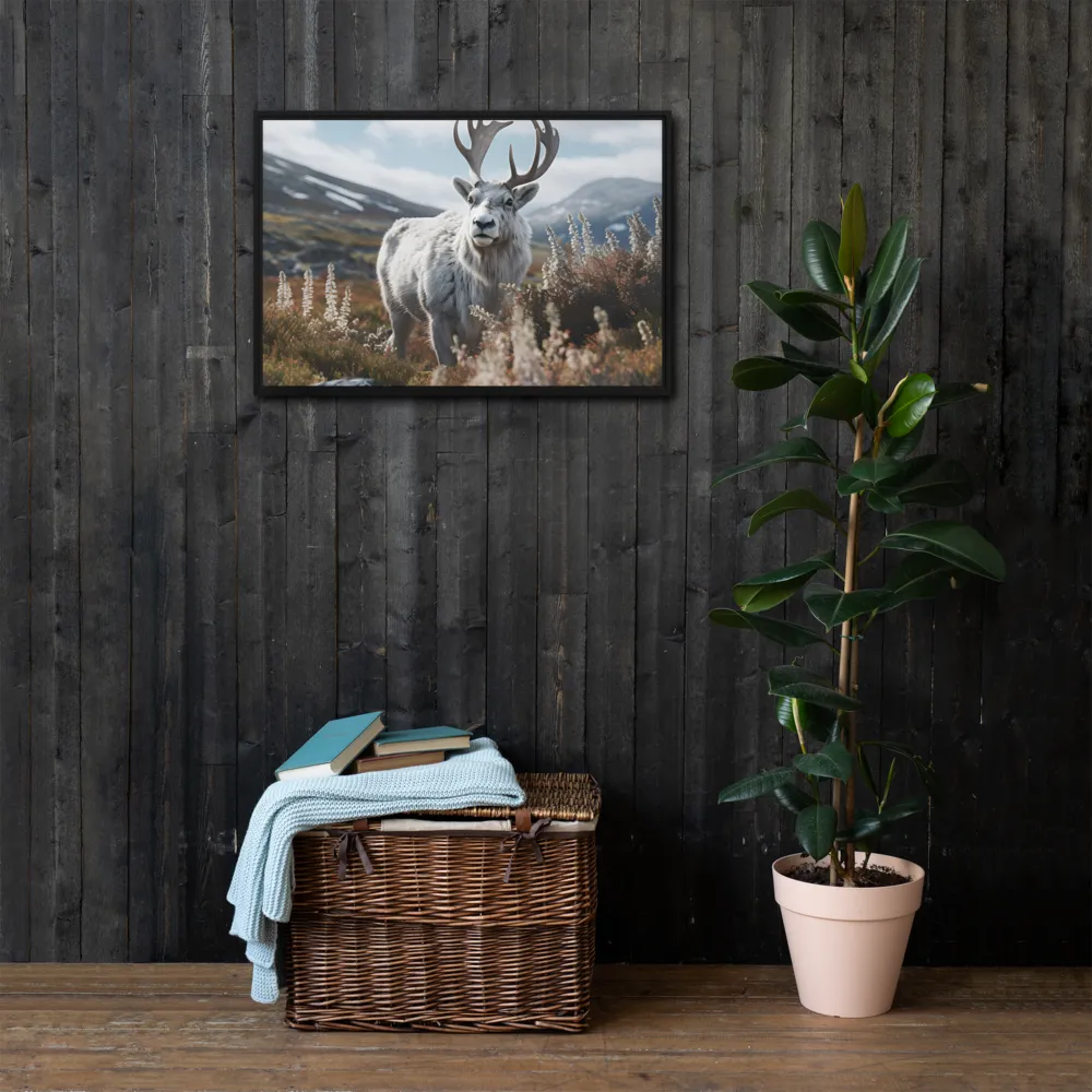 Majestic Harmony: The Reindeer in Nature | Canvas with Black Frame | 20″×30″