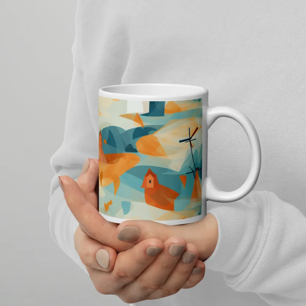 Whimsical Windmills in a Tranquil Landscape | Mugs | Multiple Sizes & Colors