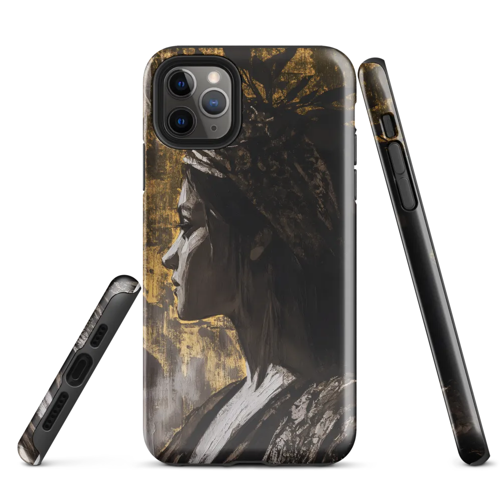 Golden Elegance: A Modern Profile Portrait | Phone Case |  11 Pro Max | Tough Case | Glossy