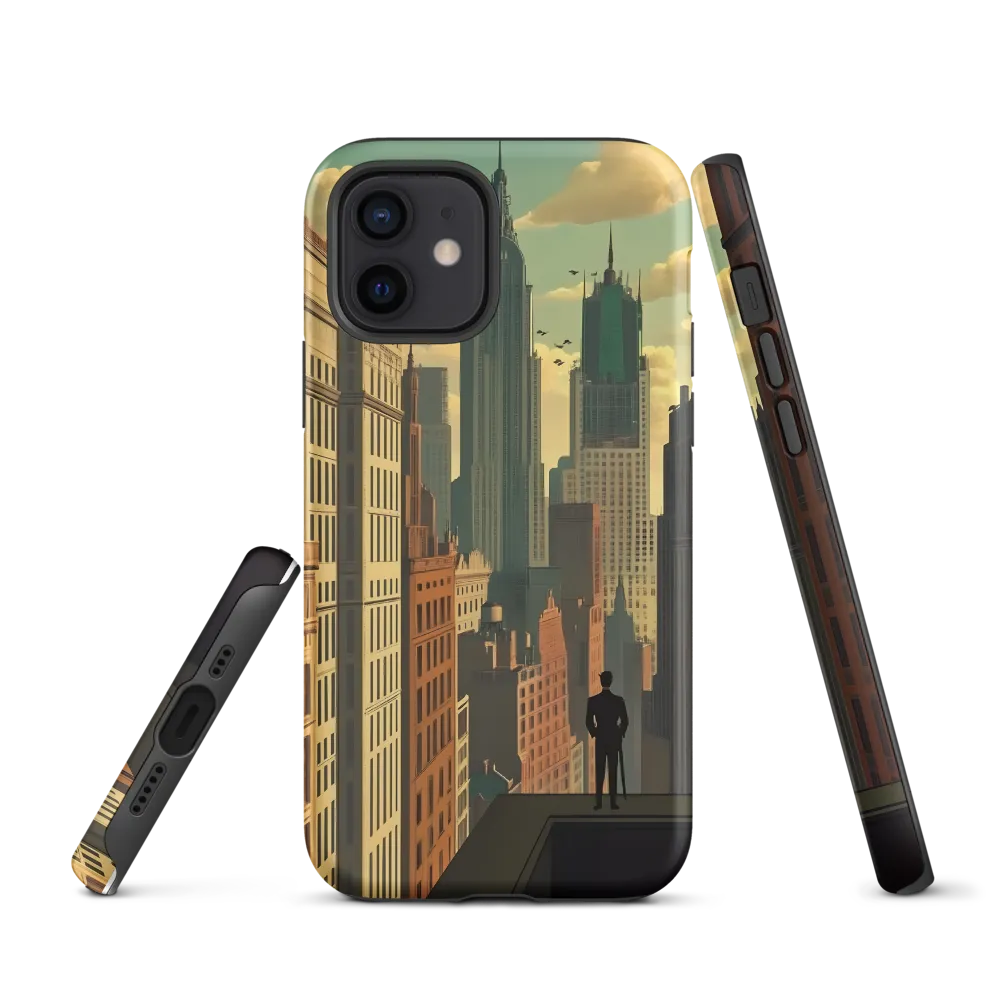 Urban Dreams: A Silhouette in Art Deco Cityscape