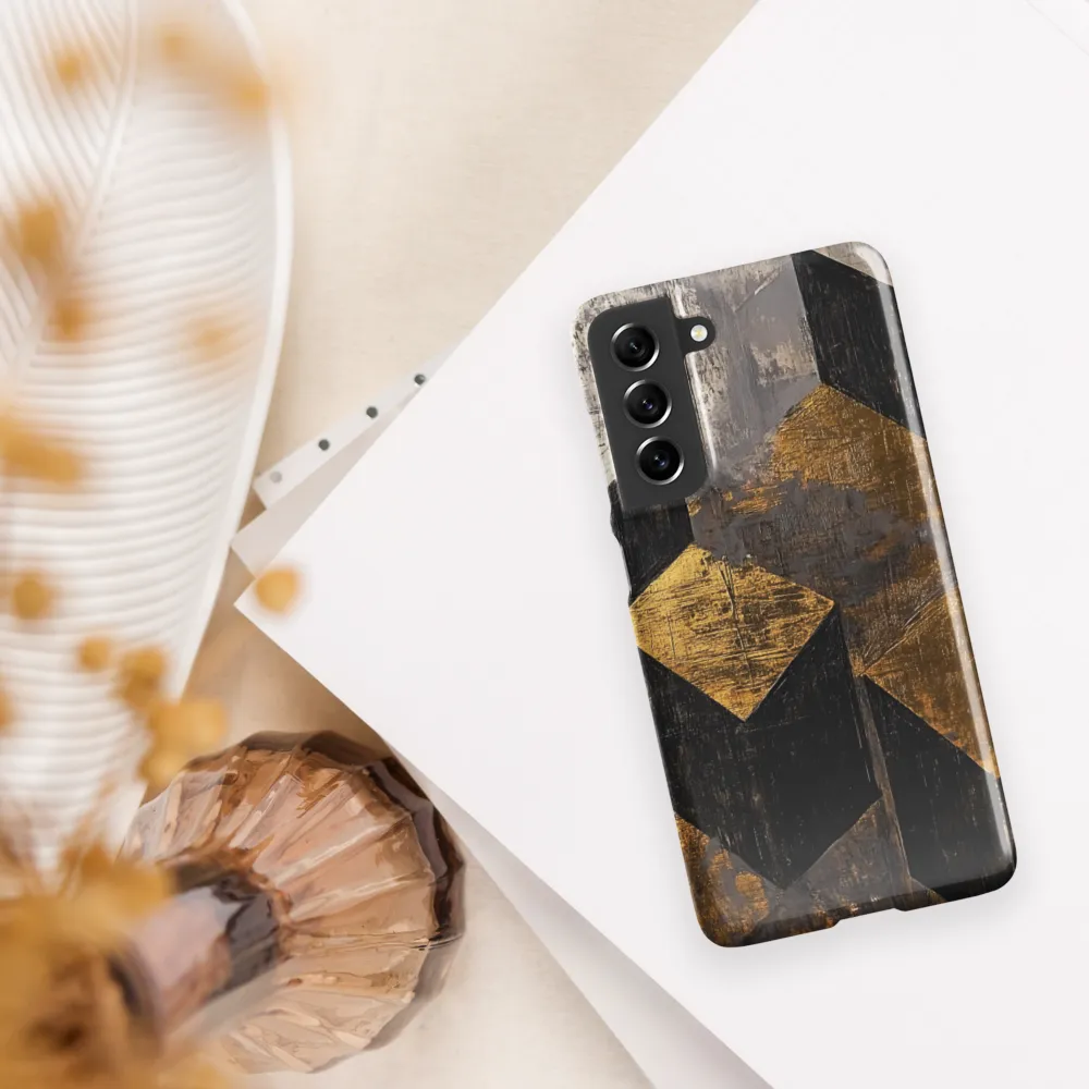 Geometric Harmony in Gold and Black | Phone Case |  S21 FE | Snap Case | Glossy