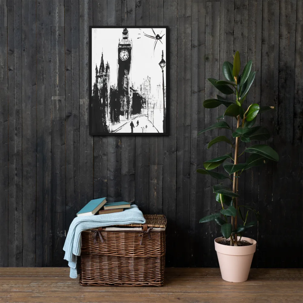 Clock Tower in Motion | Canvas with Black Frame | 20″×28″