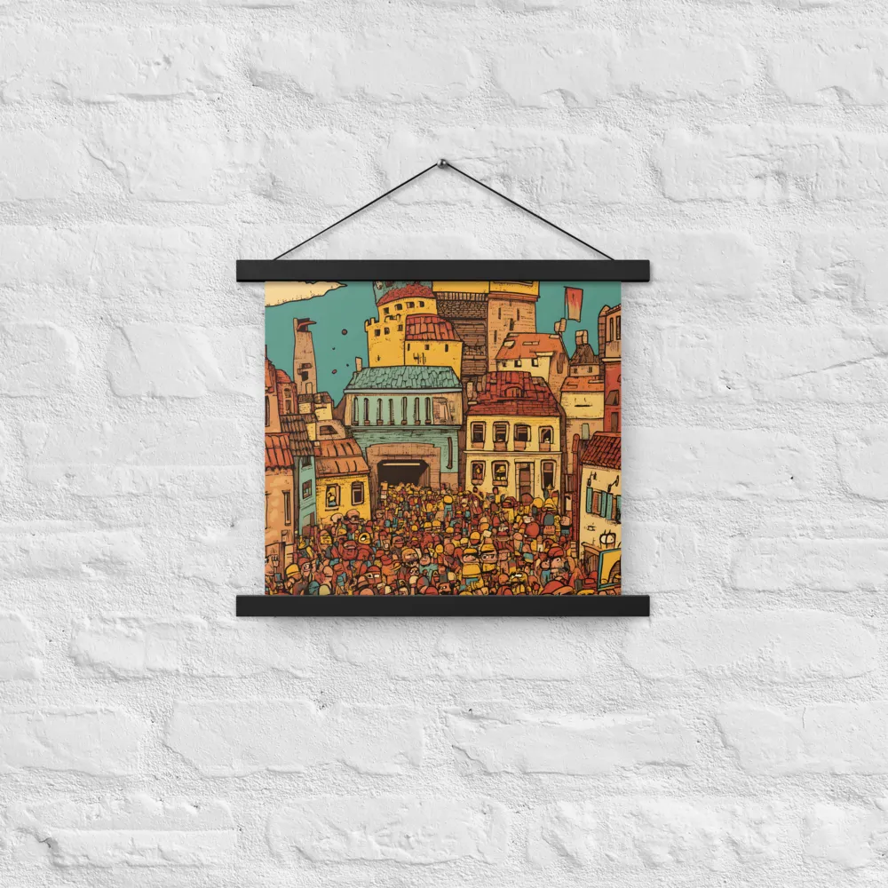 The Quirky City Gathering | Poster With Black Wood Hanger | 14″×14″