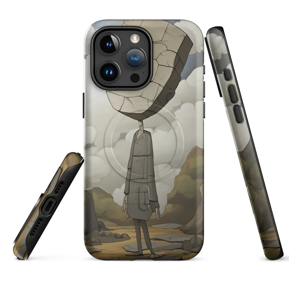 Whimsical Stone Figure in a Rocky Landscape | Phone Case |  15 Pro Max | MagSafe® Tough Case | Matte