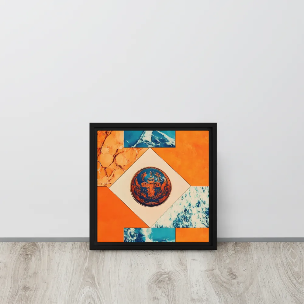 Harmonious Encounters: Abstract Geometry | Canvas with Black Frame | 12″×12″