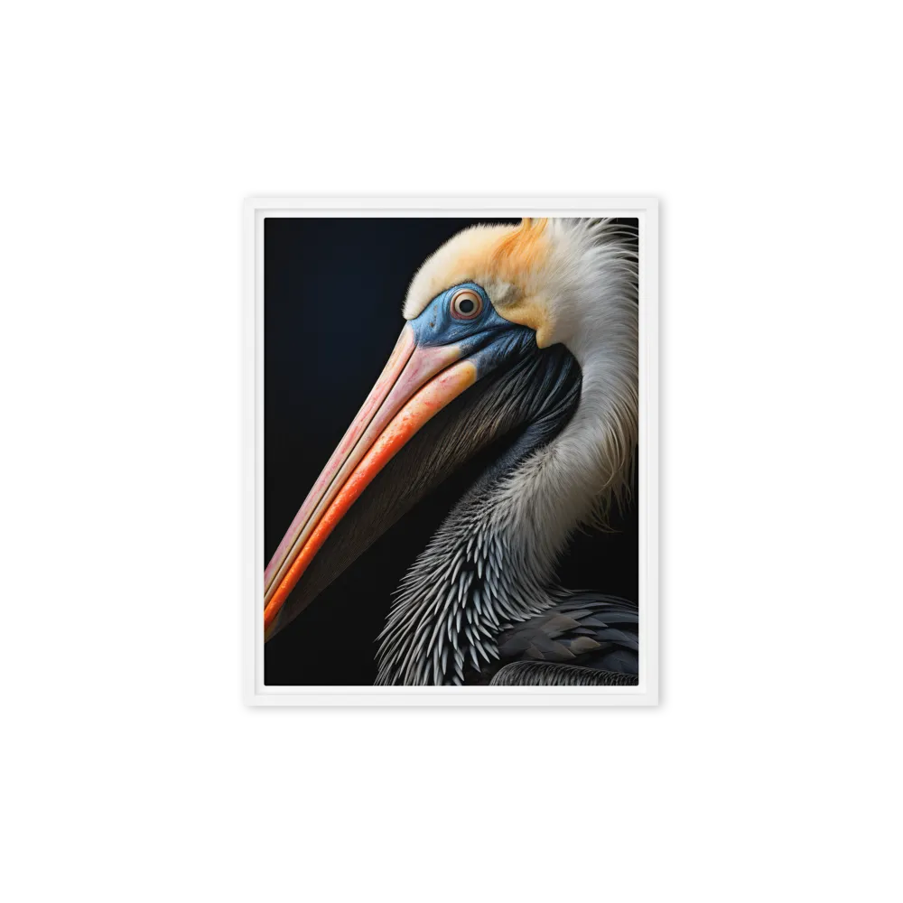 Majestic Portrait of a Pelican | Canvas with White Frame | 8″×10″