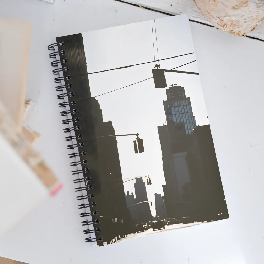 Silhouetted Serenity in Urban Light | Spiral Notebook