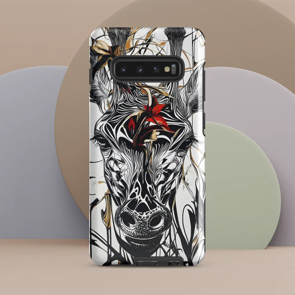 Floral Elegance: The Giraffe's Portrait | Phone Case |  S10 Plus | Tough Case | Glossy