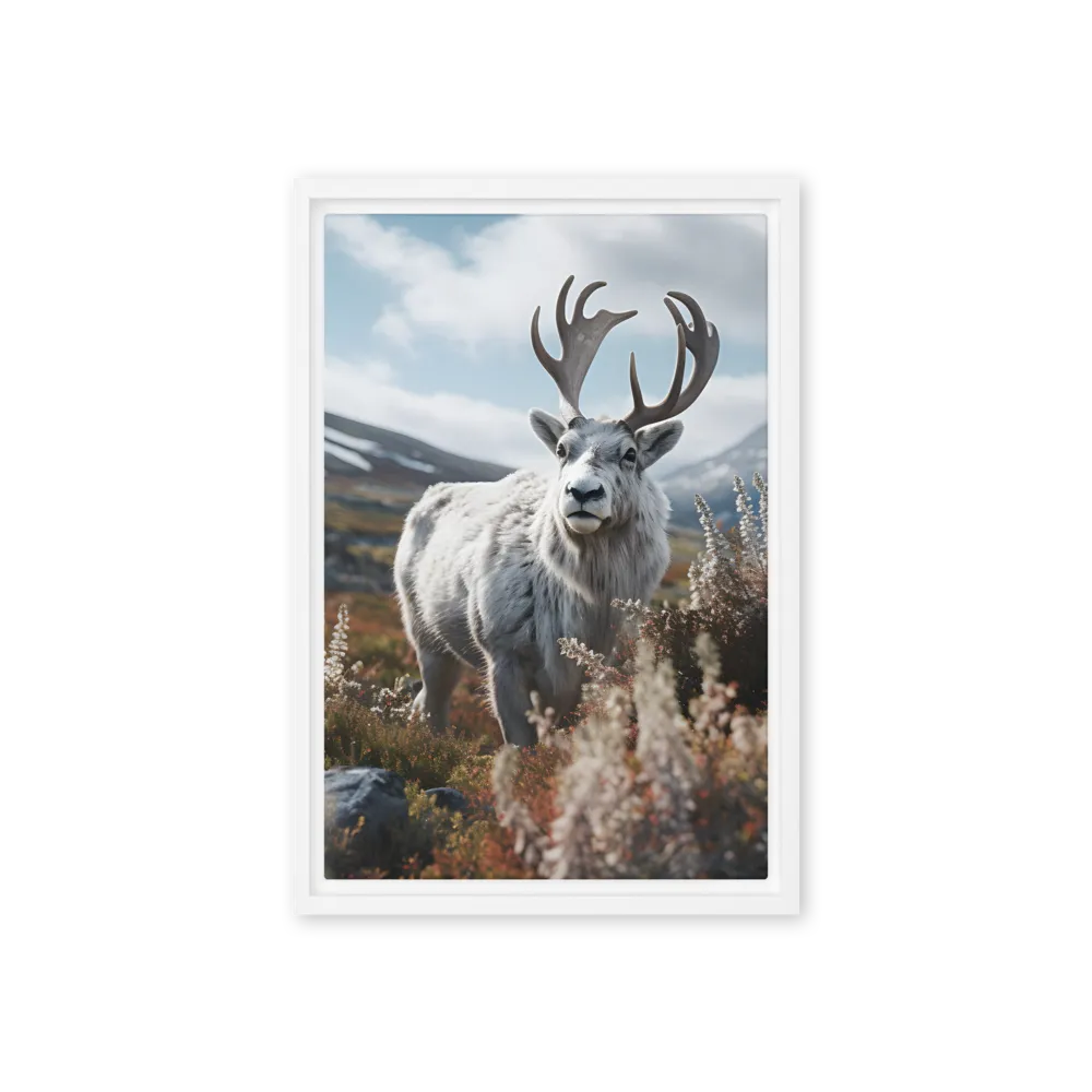 Majestic Harmony: The Reindeer in Nature | Canvas with White Frame | 12″×18″