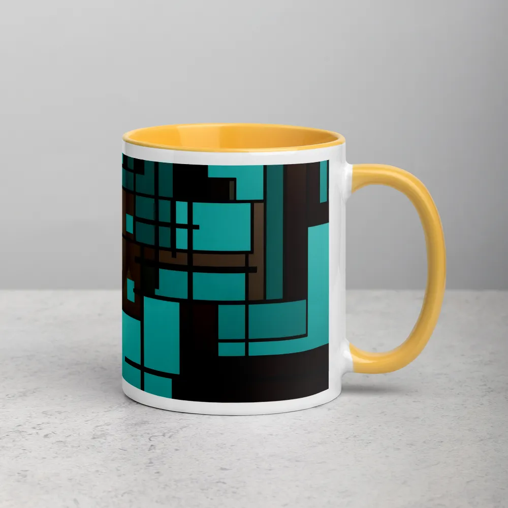 Abstract Geometric Pattern in Cyan and Brown | Mug