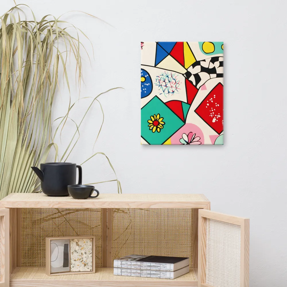Joyful Geometry: A Playful Dance of Shapes and Colors | Canvas | 16″×20″