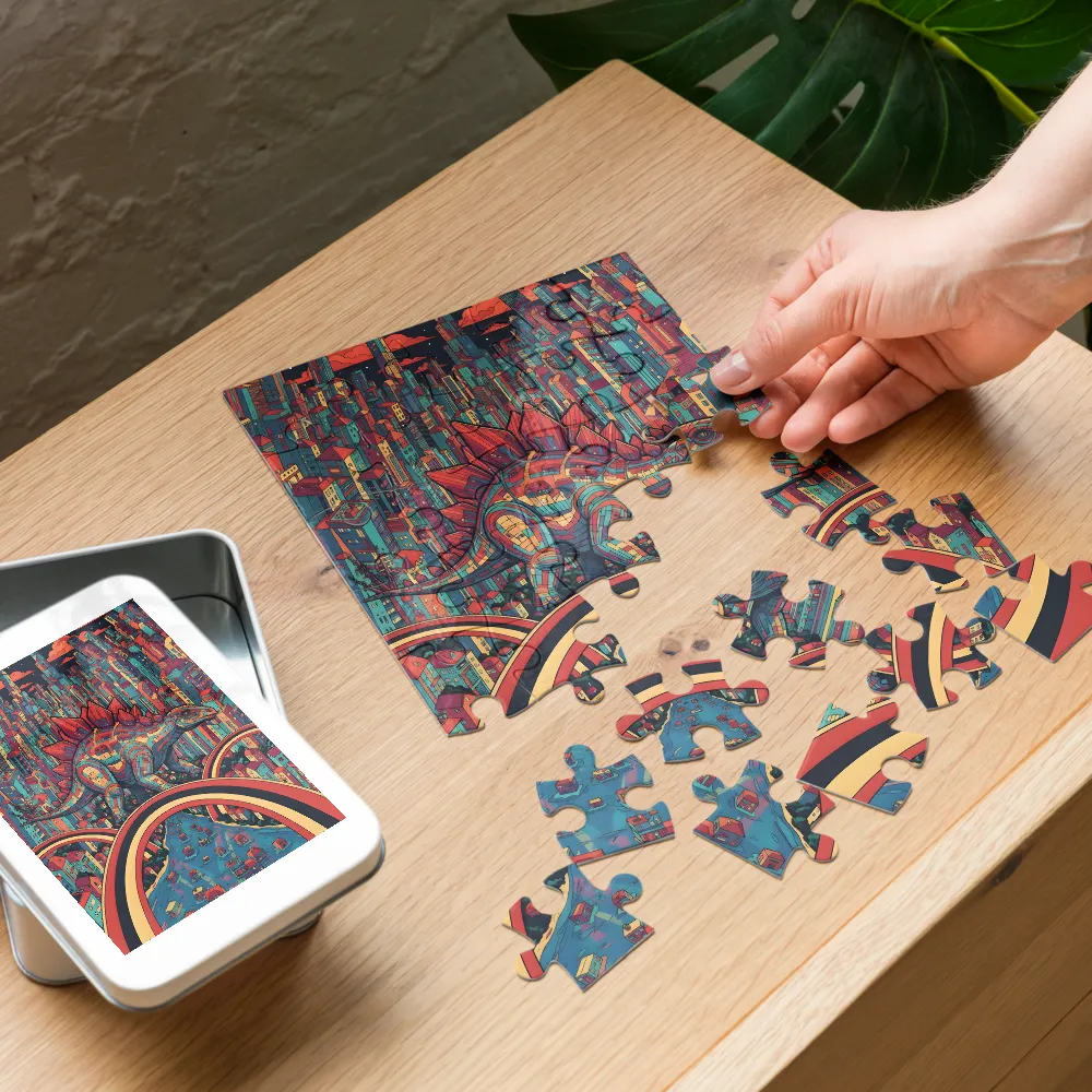 Urban Stegosaurus 
 Jigsaw Puzzle in Tin Box