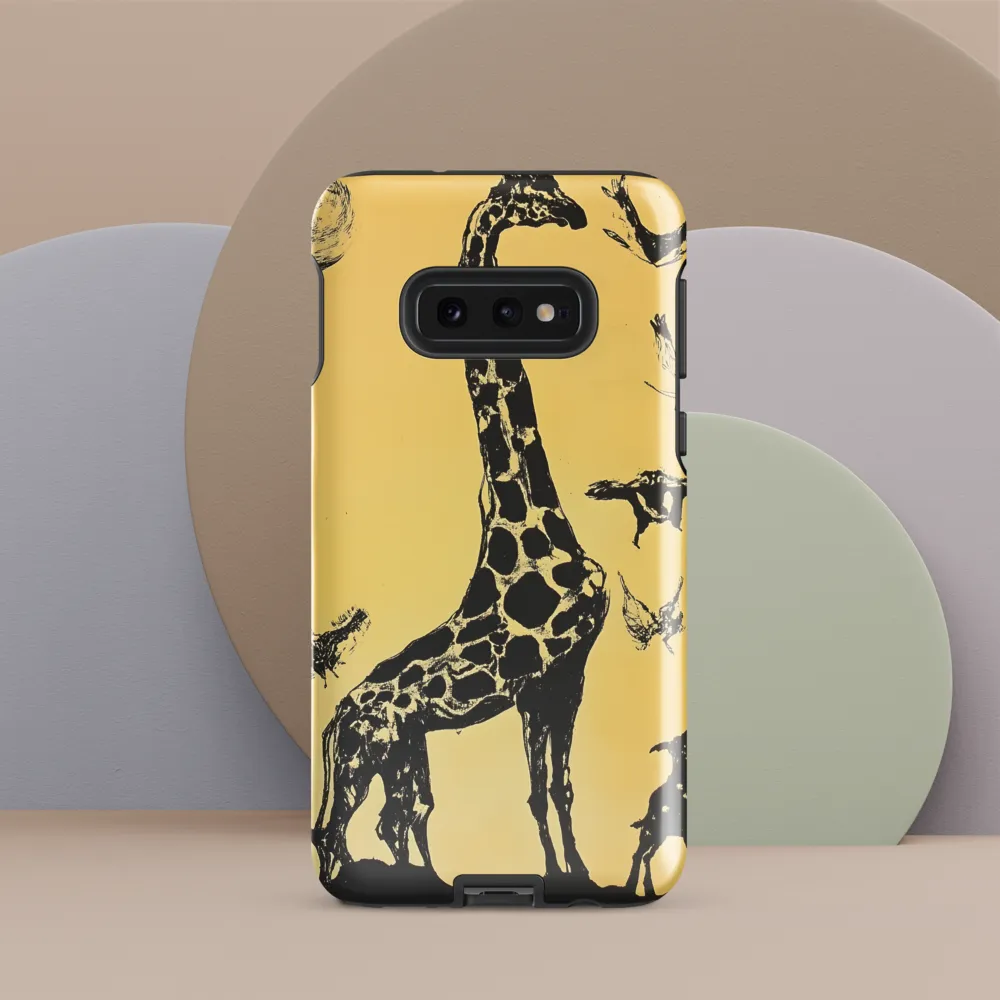 Whimsical Harmony of Giraffe and Birds