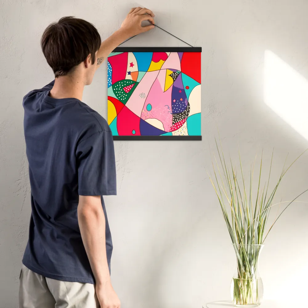 Playful Geometry in Color | Poster With Black Wood Hanger | 16″×16″