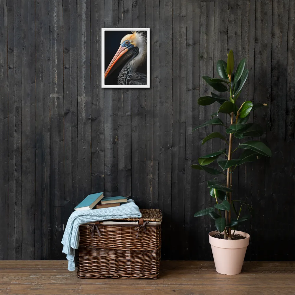 Majestic Portrait of a Pelican | Canvas with White Frame | 11″×14″