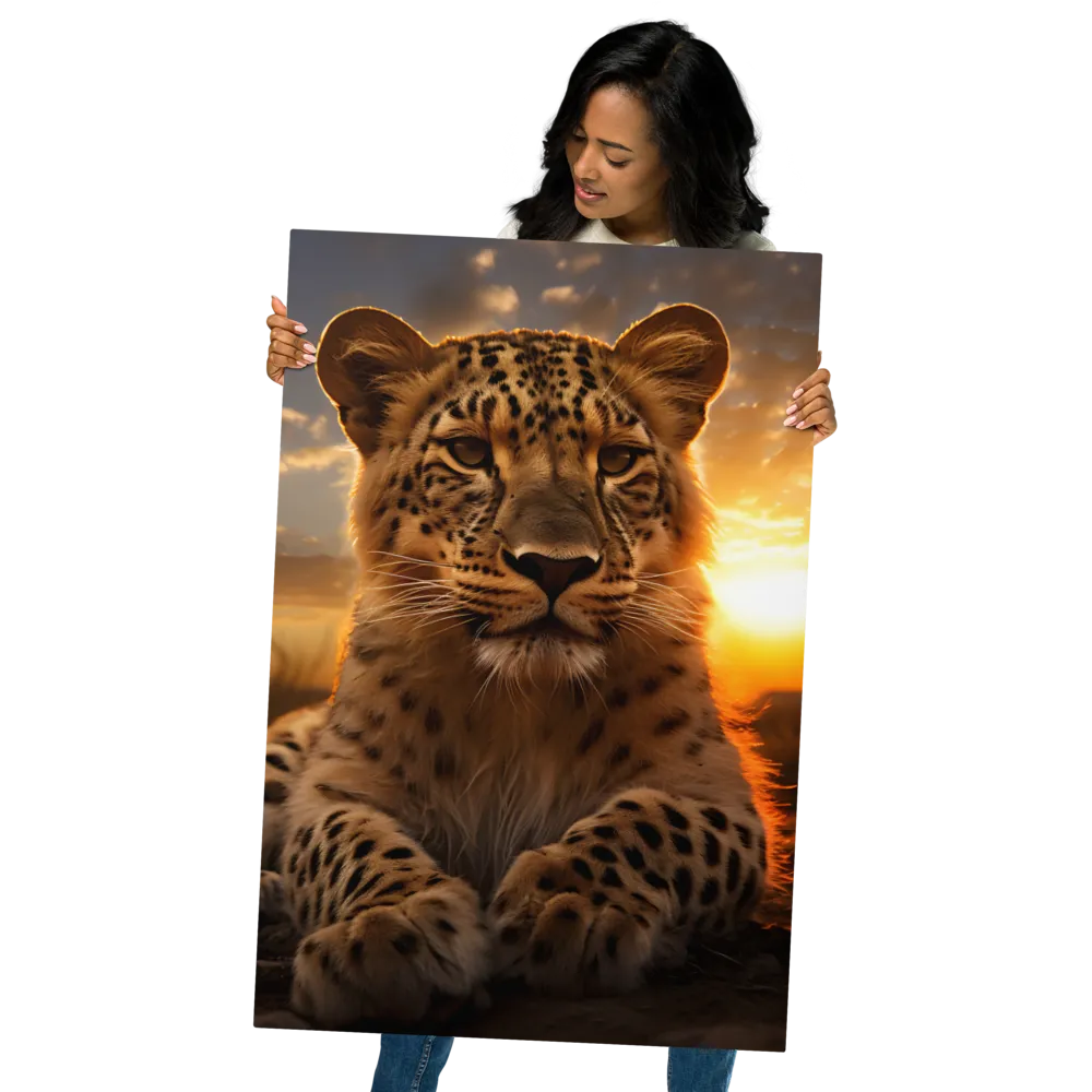 Regal Presence: The Leopard at Sunset | Metal Print | 24″×36″