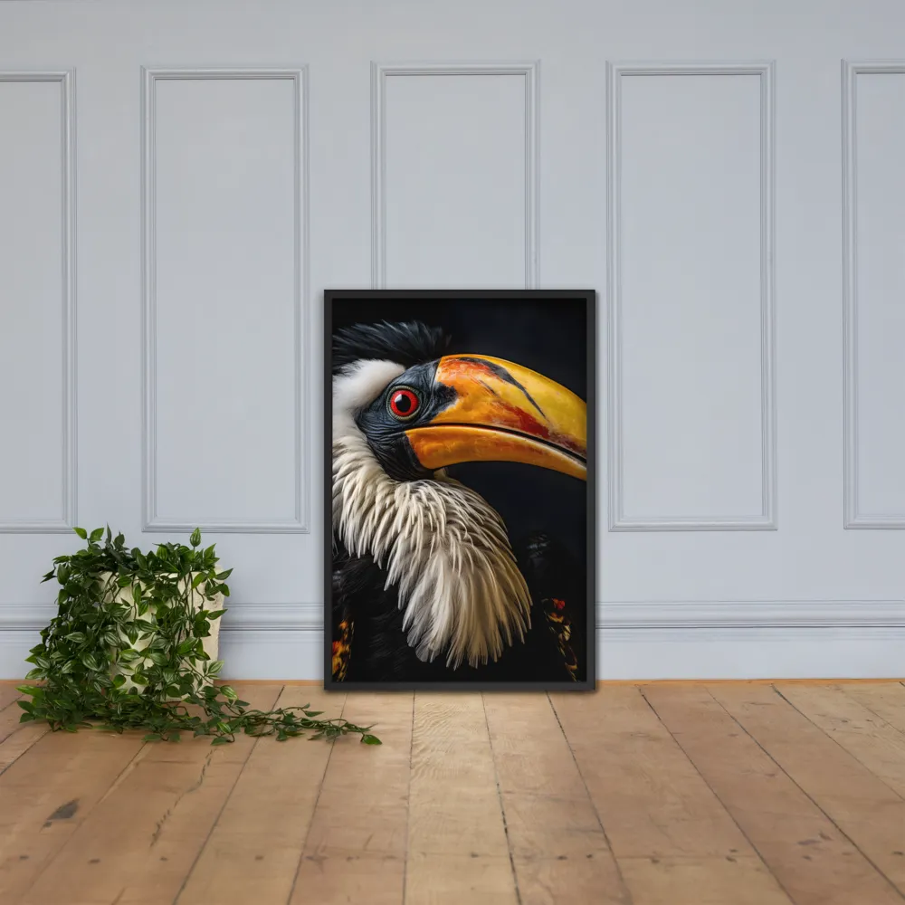Majestic Hornbill Portrait | Poster with Black Frame | 24″×36″