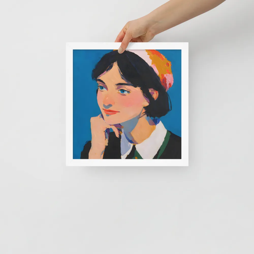 Blue Portrait 
 Poster with White Frame | 12″x 12″