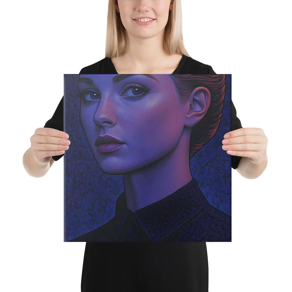 Ethereal Portrait in Blue and Red | Canvas | 16″×16″