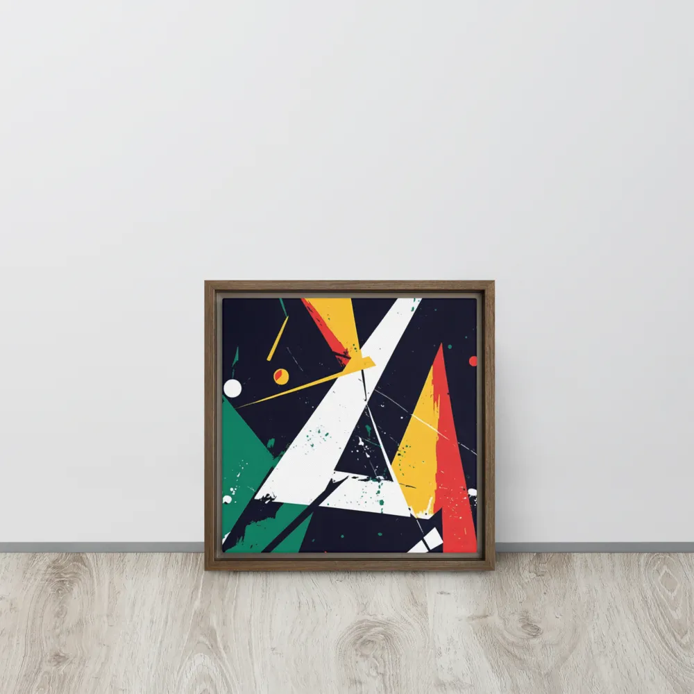 Dynamic Geometries | Canvas with Brown Frame | 12″×12″