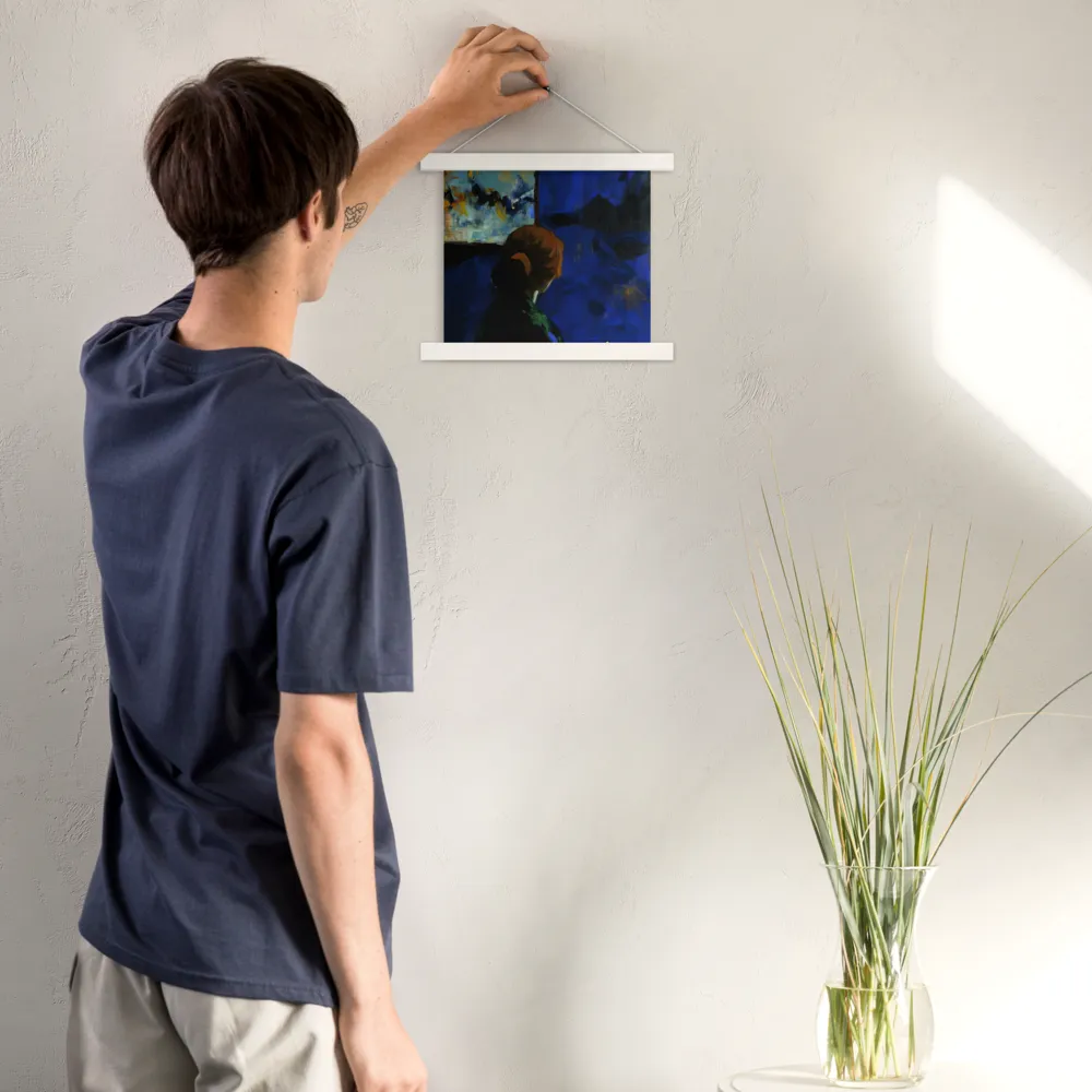 Contemplation Under the Night Sky | Poster With White Wood Hanger | 10″×10″