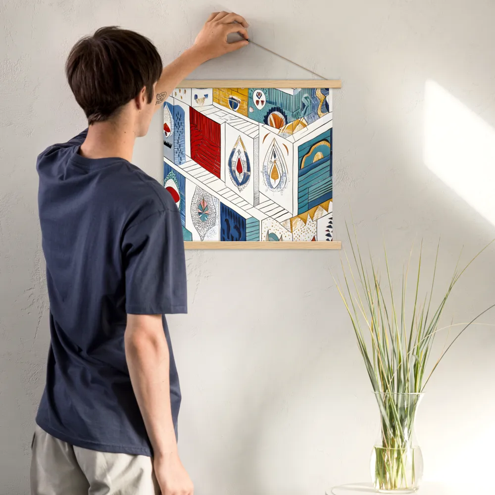 Symphony of Geometric Harmony | Poster With Oak Wood Hanger | 18″×18″