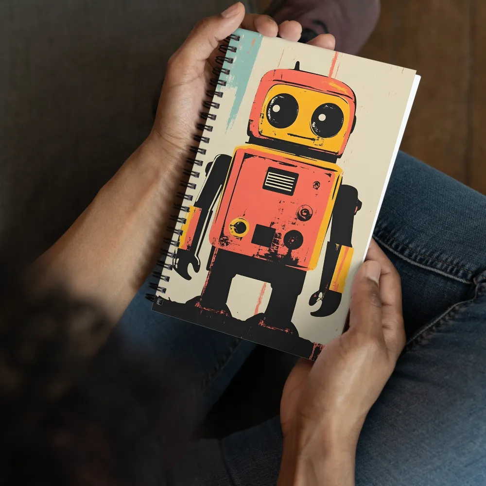 Retro Robot Charm | Spiral Notebook