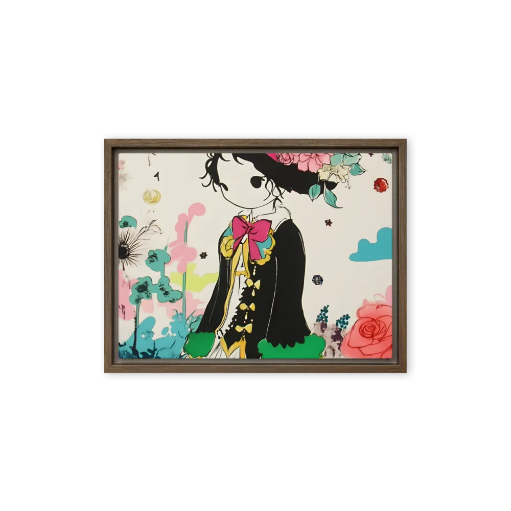 Whimsical Garden Reverie | Canvas with Brown Frame | 12″×16″
