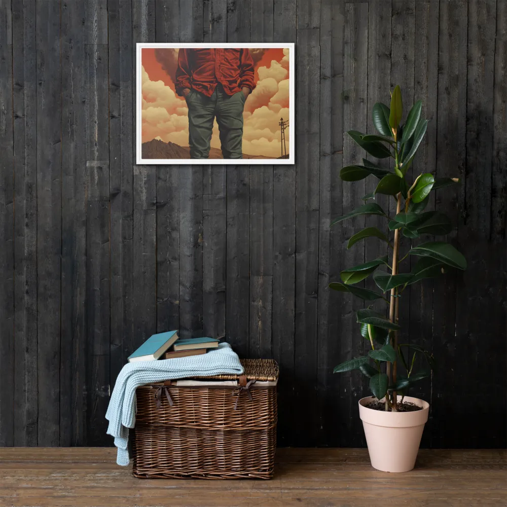 Defiant Spirit in a Surreal Landscape | Canvas with White Frame | 18″×24″