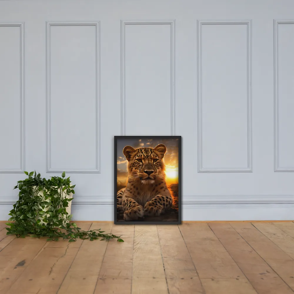 Regal Presence: The Leopard at Sunset | Poster with Black Frame | 18″×24″