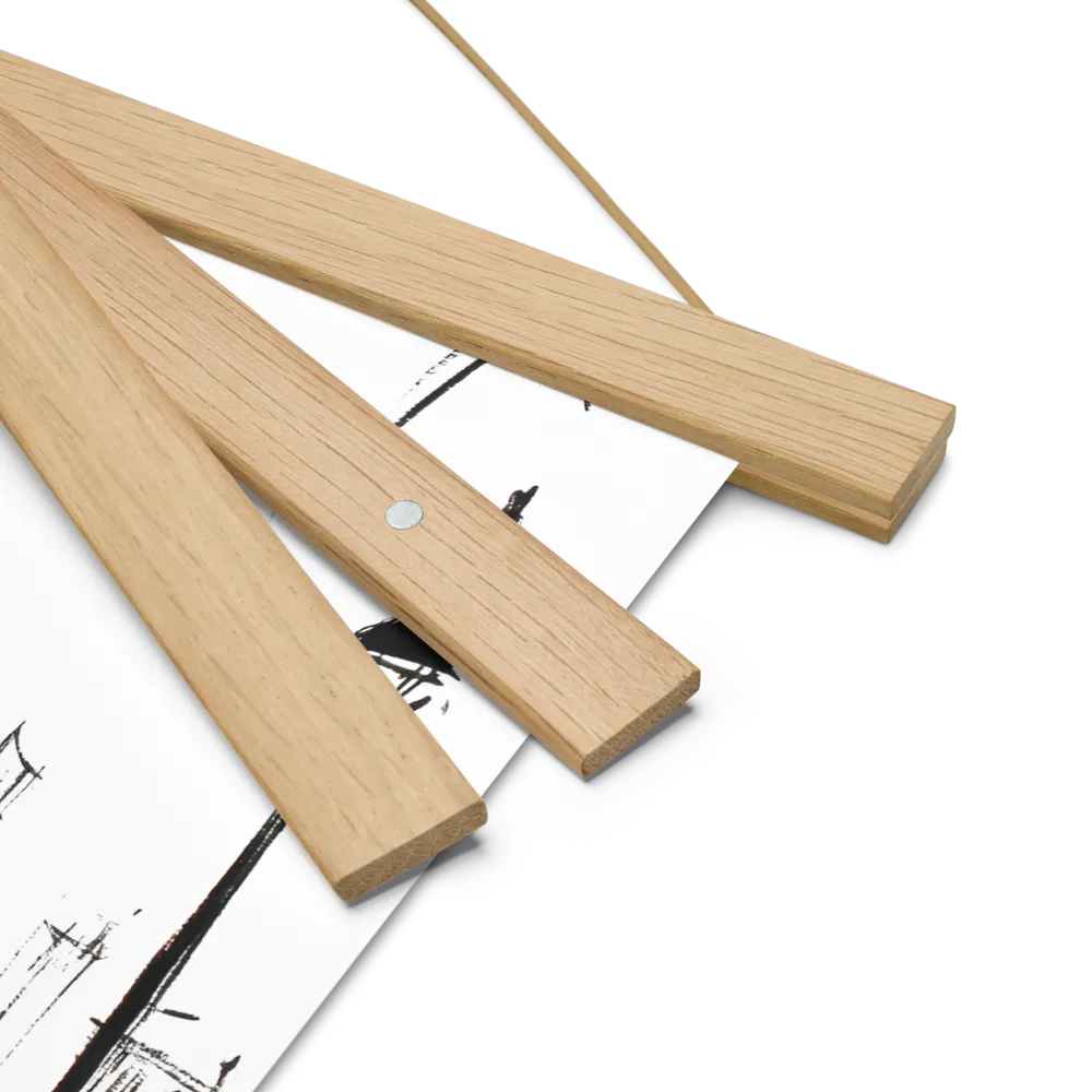 Clock Tower in Motion | Poster With Oak Wood Hanger | 10″×10″