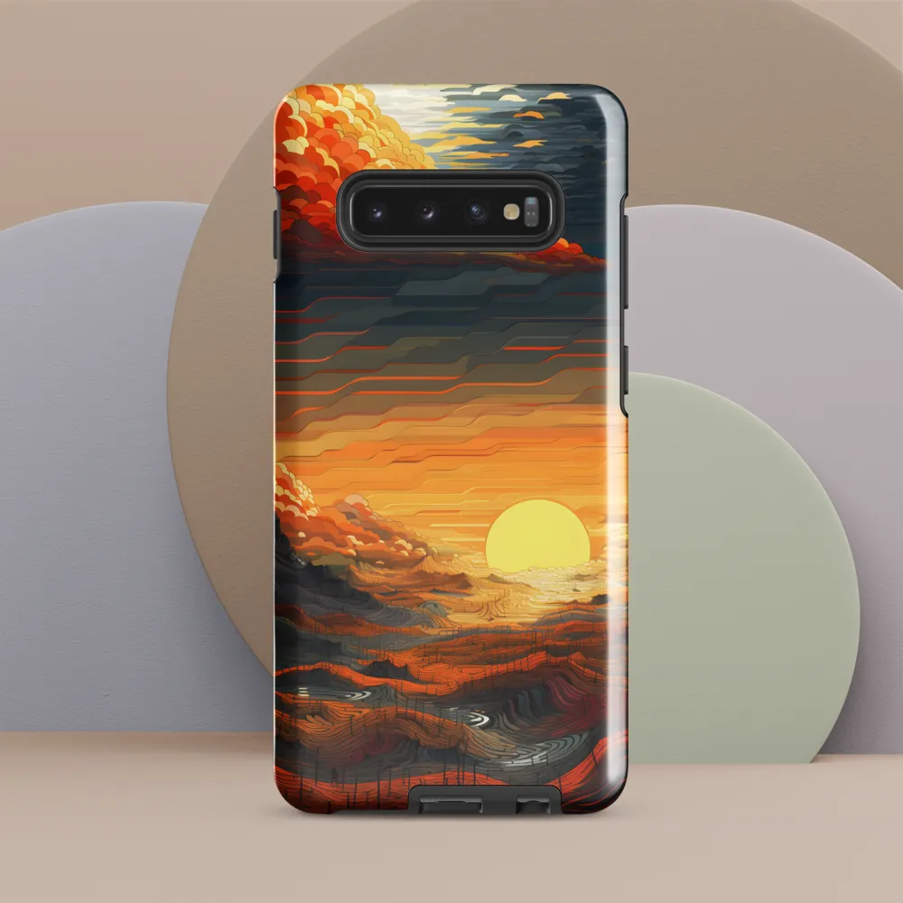 Ethereal Sunset: A Serene Landscape in Flowing Forms | Phone Case |  S10 Plus | Tough Case | Glossy