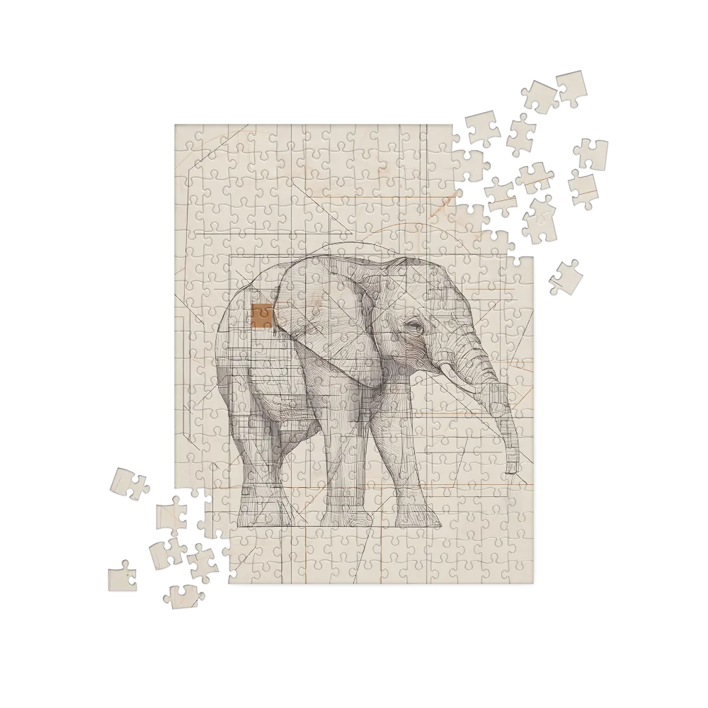 Geometric Elegance: The Steel Elephant | Jigsaw Puzzle | 252/520 pieces