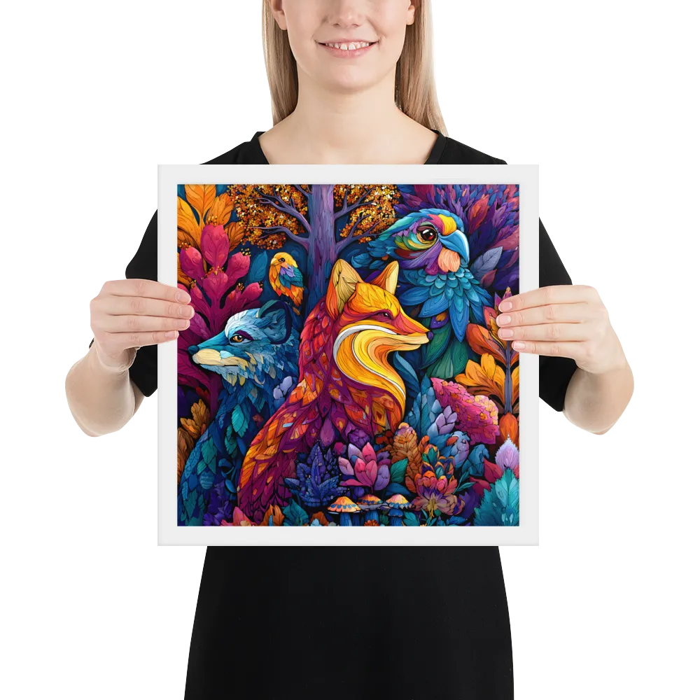 Chromatic Forest Trio 
 Poster with White Frame | 14″x 14″