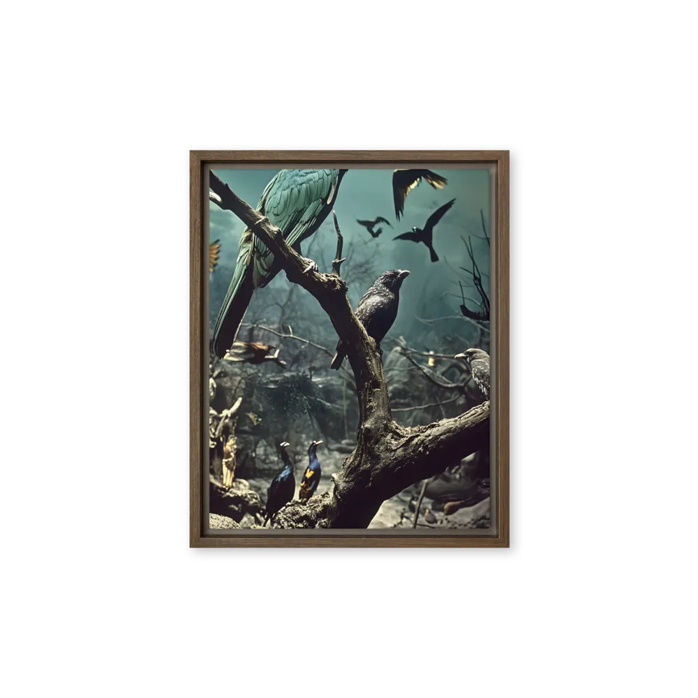 Whispers of the Avian Realm | Canvas with Brown Frame | 11″×14″