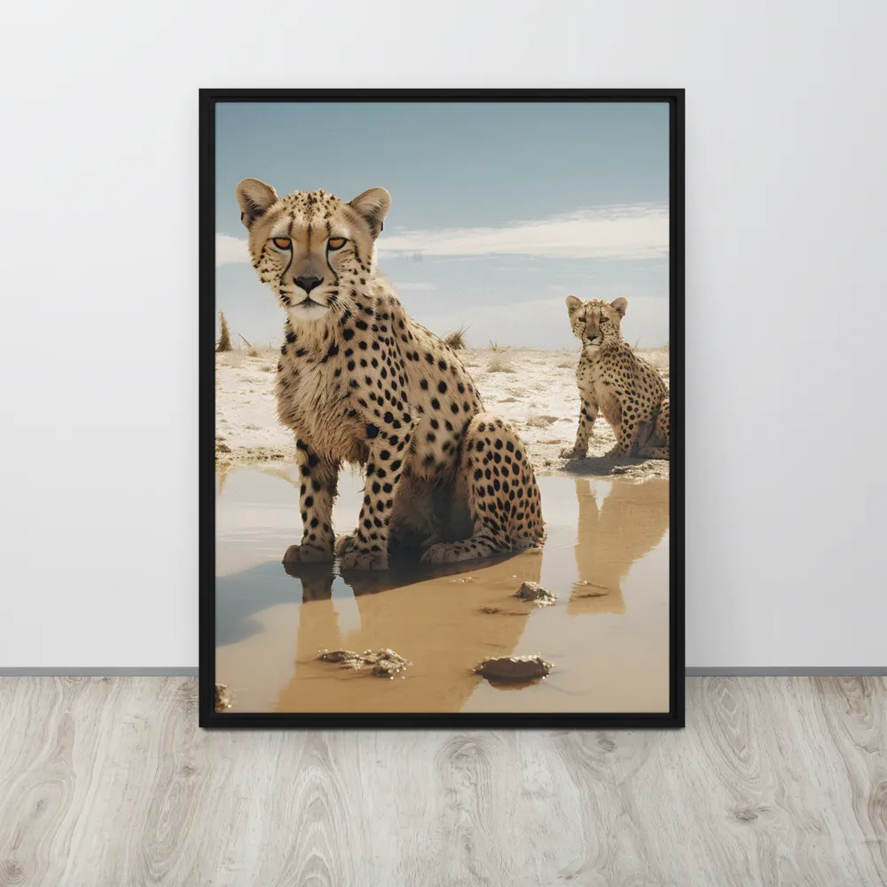 Silent Watchers of the Savanna | Canvas with Black Frame | 24″×32″