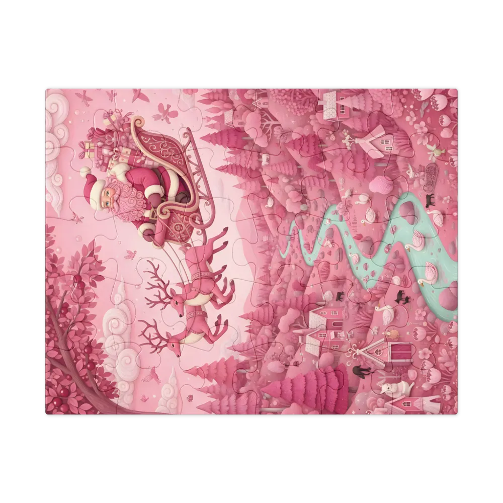 Santa's Pink Wonderland 
 Jigsaw Puzzle in Tin Box