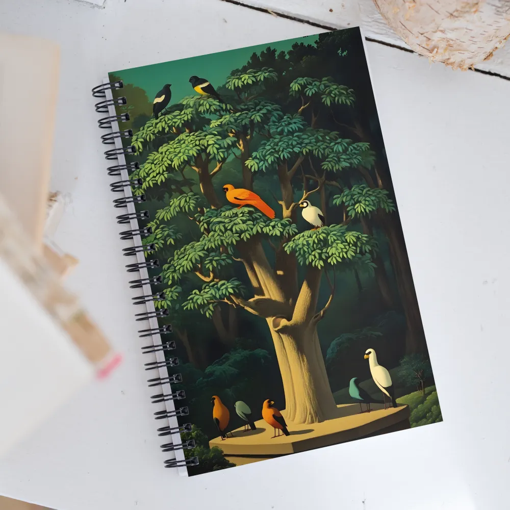 Harmony in Color: A Surreal Bird Symphony | Spiral Notebook