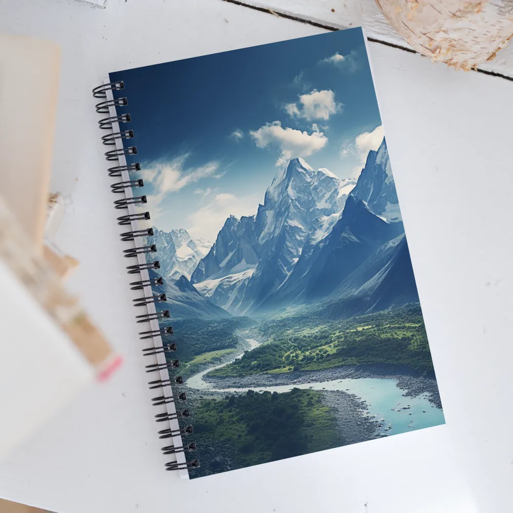 Majestic Serenity: A Landscape of Mountains and Rivers | Spiral Notebook