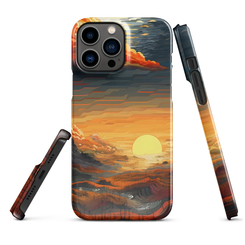 Ethereal Sunset: A Serene Landscape in Flowing Forms | Phone Case |  13 Pro Max | Snap Case | Glossy