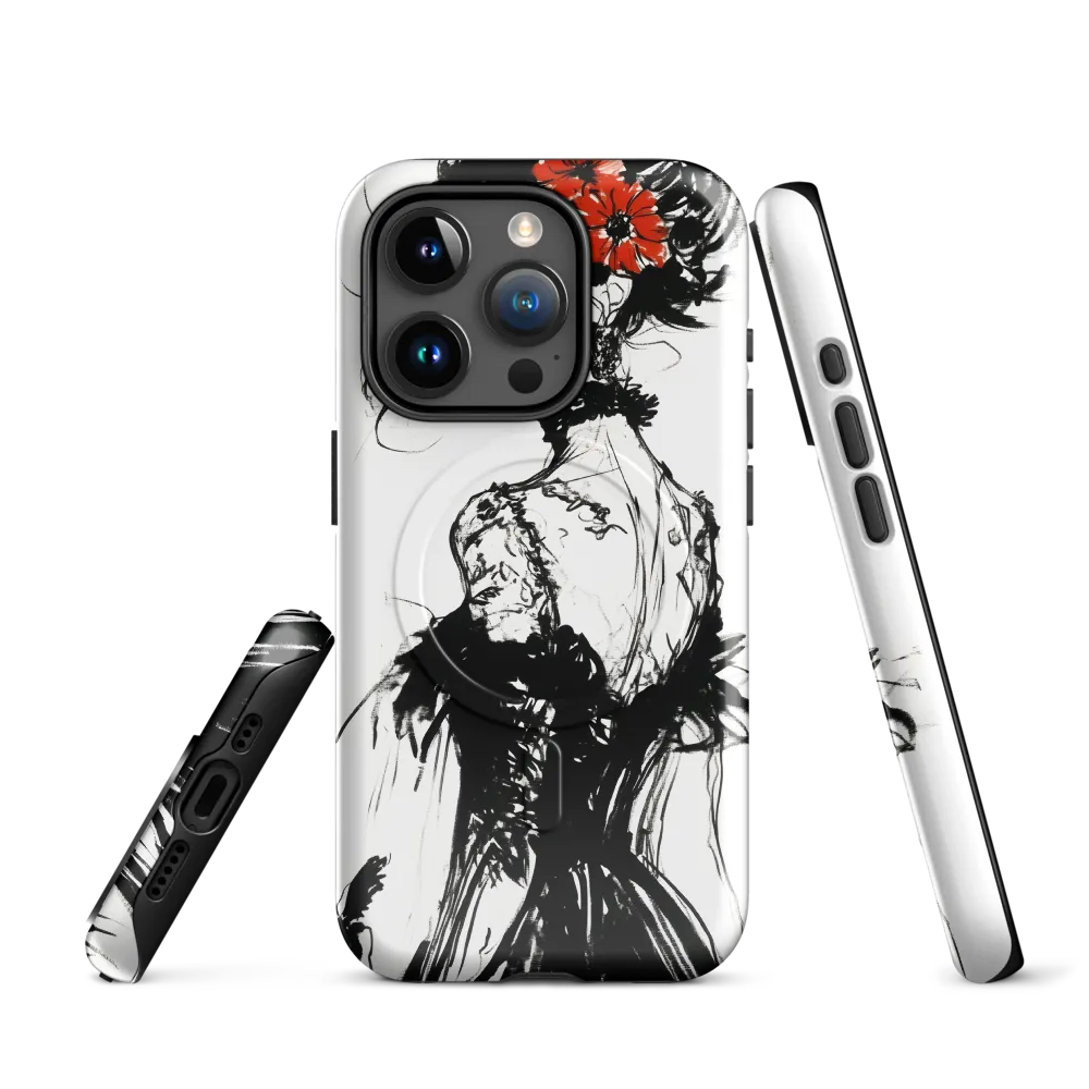 Elegance in Black and Red | Phone Case |  15 Pro | MagSafe® Tough Case | Glossy
