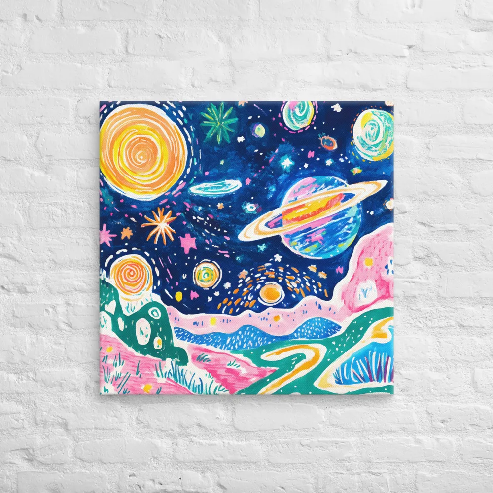 Whimsical Cosmic Landscape | Canvas | 28″×28″