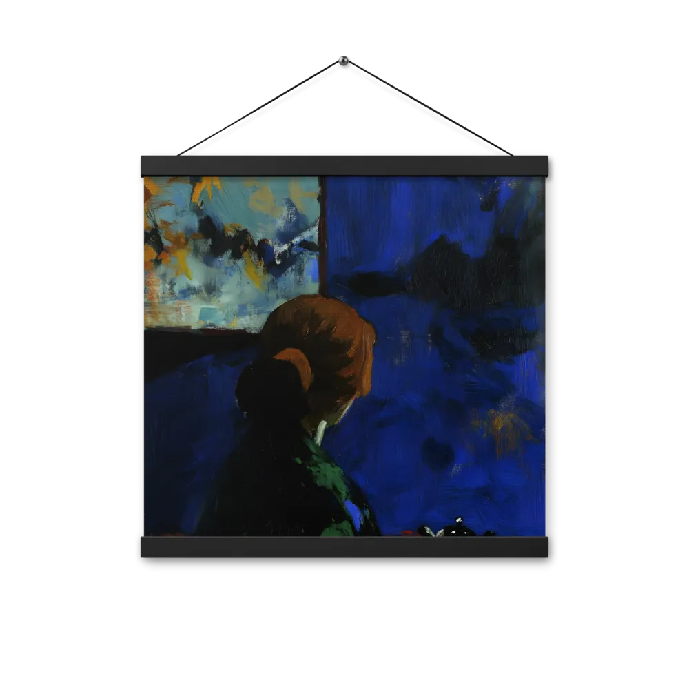 Contemplation Under the Night Sky | Poster With Black Wood Hanger | 16″×16″