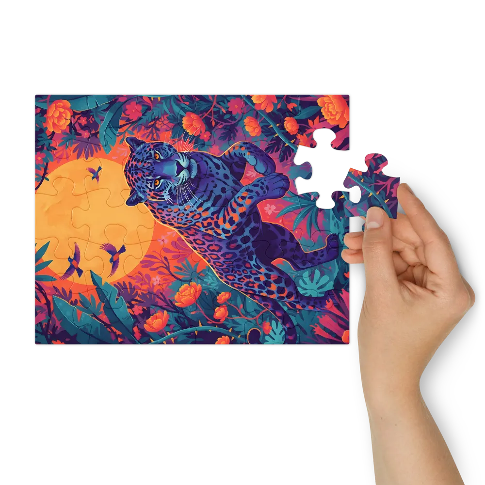 Moonlit Jungle Leopard 
 Jigsaw Puzzle in Tin Box