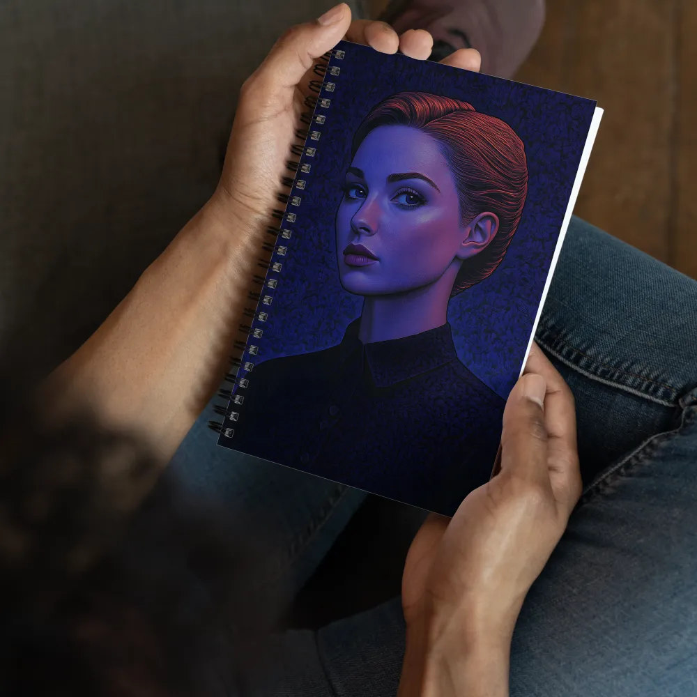 Ethereal Portrait in Blue and Red | Spiral Notebook