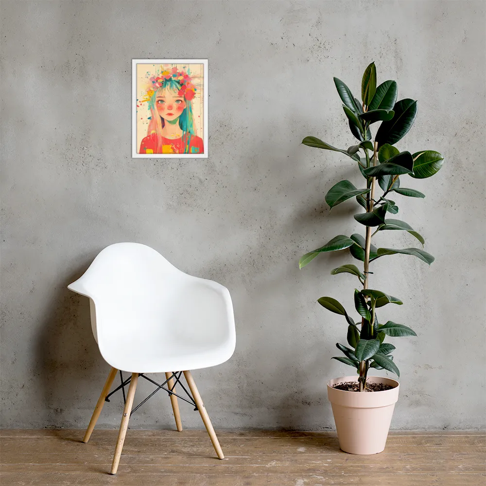 Whimsical Blossom | Poster with White Frame | 12″×16″