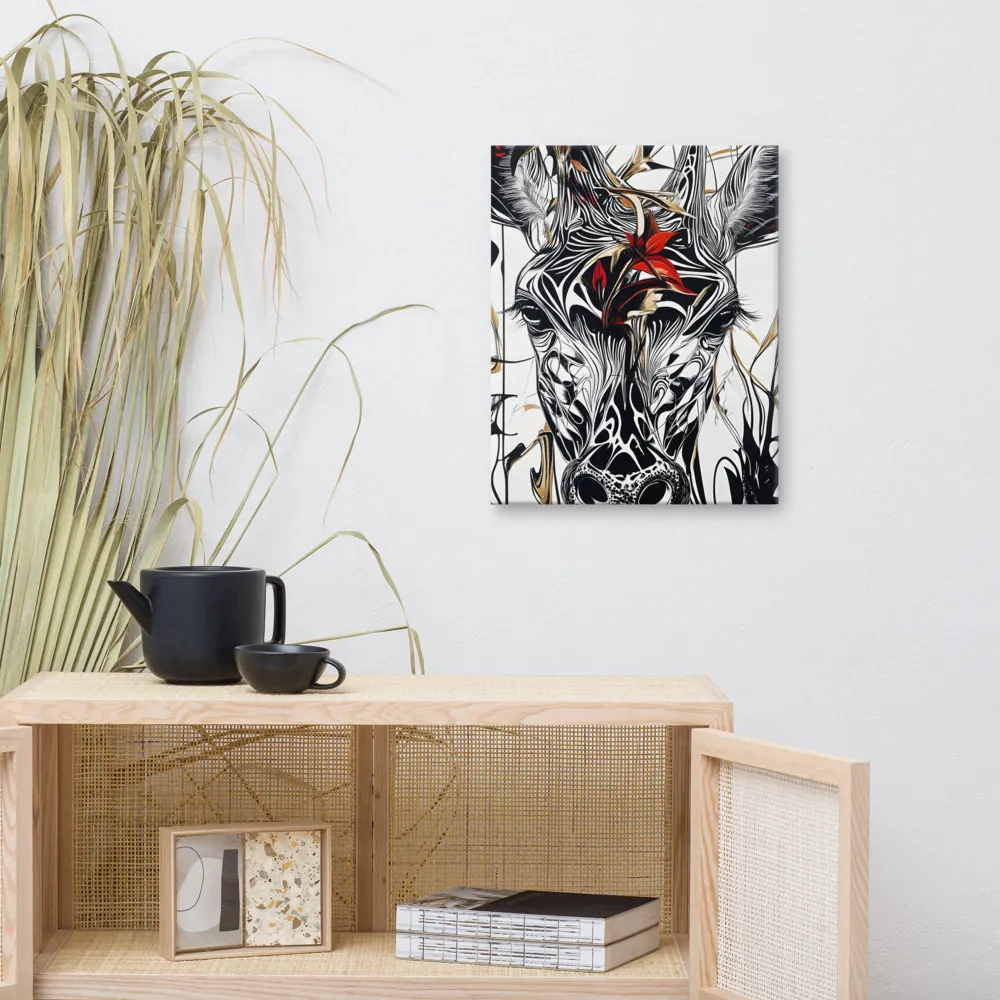 Floral Elegance: The Giraffe's Portrait | Canvas | 16″×20″