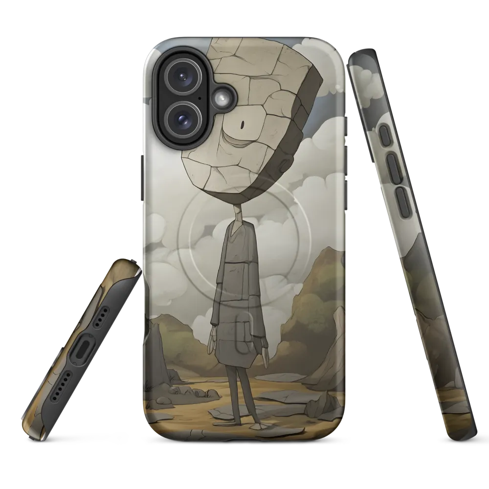 Whimsical Stone Figure in a Rocky Landscape | Phone Case |  16 Plus | MagSafe® Tough Case | Matte