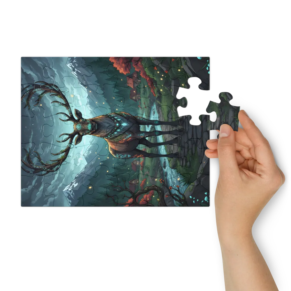 Runic Stag 
 Jigsaw Puzzle in Tin Box