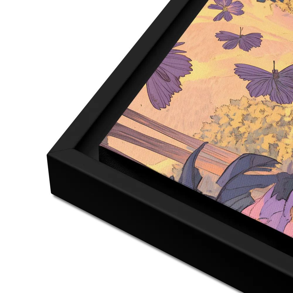 A Serene Dance of Butterflies | Canvas with Black Frame | 12″×12″
